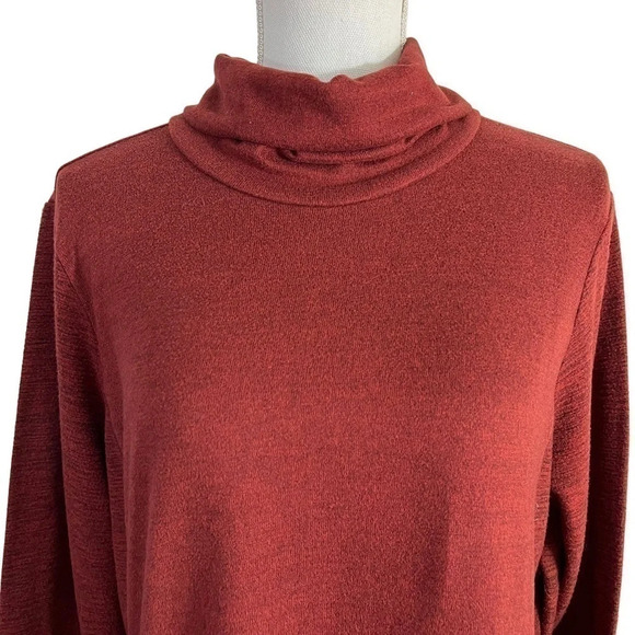 St. Johns Bay Red Knit Mock Neck Top XL Long Sleeve Pullover Casual Fall Sweater - Picture 4 of 7